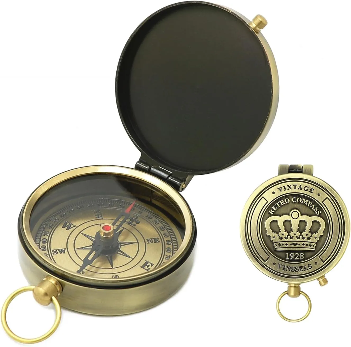 Hiking and Camping Survival Compass, Pocket Watch Compass, Suitable for Hiking, Camping, Backpacking, Outdoor Activities,Brass,One Size