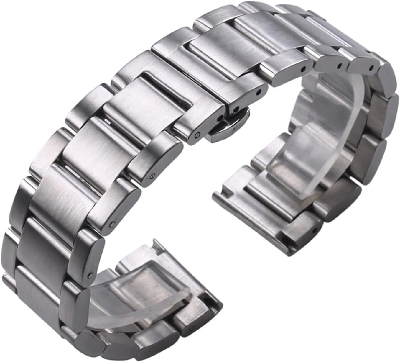 HMFang Solid Stainless Steel Watchband Silver Bracelet 18mm 20mm 21mm 22mm 23mm 24mm Women Men Metal Watch Band Wrist Strap
