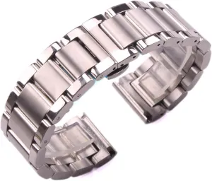 HMFang Solid Stainless Steel Watchband Silver Bracelet 18mm 20mm 21mm 22mm 23mm 24mm Women Men Metal Watch Band Wrist Strap