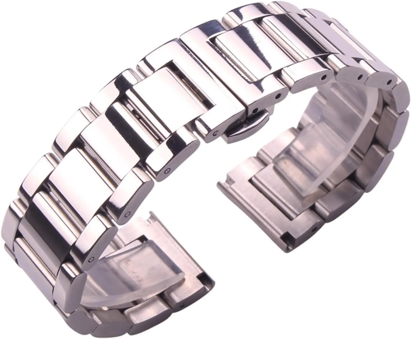 HMFang Solid Stainless Steel Watchband Silver Bracelet 18mm 20mm 21mm 22mm 23mm 24mm Women Men Metal Watch Band Wrist Strap