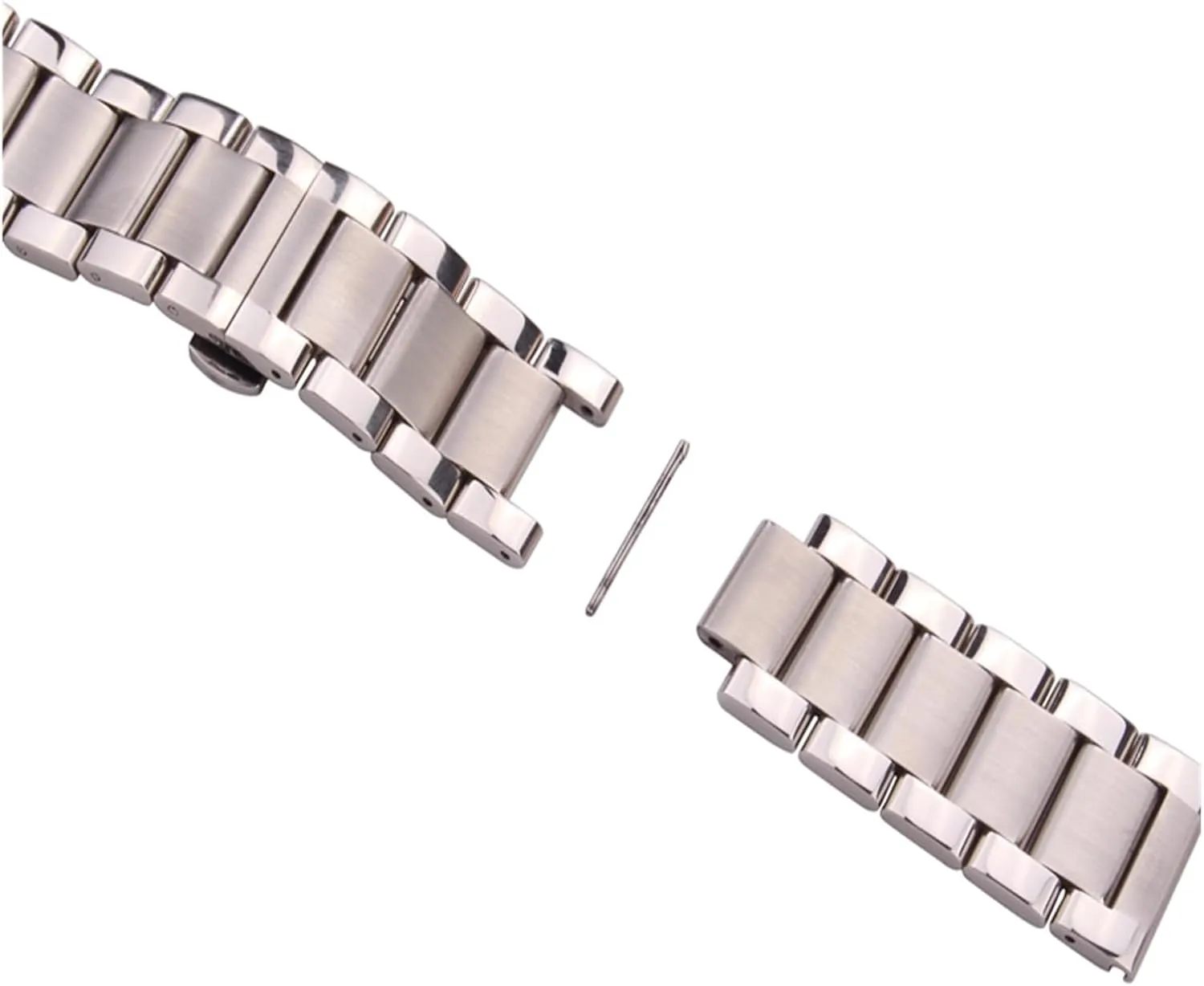 HMFang Solid Stainless Steel Watchband Silver Bracelet 18mm 20mm 21mm 22mm 23mm 24mm Women Men Metal Watch Band Wrist Strap