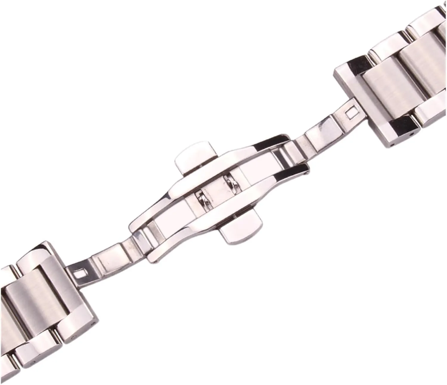 HMFang Solid Stainless Steel Watchband Silver Bracelet 18mm 20mm 21mm 22mm 23mm 24mm Women Men Metal Watch Band Wrist Strap