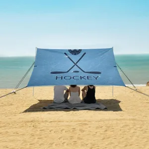 Hockey Mask Sticks and Puck Beach Camping Tent Sun Shelter for Whole Family, Beach Shade Canopy with UPF50  UV Protection,Easy Set Up and Carry,Outdoor Shade for Trips, Fishing, Backyard Fun Pi