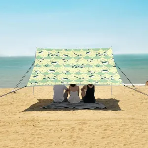 Hockey Pattern with Maple Leaves Beach Camping Tent Sun Shelter for Whole Family, Beach Shade Canopy with UPF50  UV Protection,Easy Set Up and Carry,Outdoor Shade for Trips, Fishing, Backyard F
