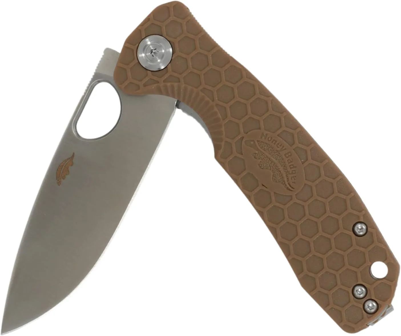 Honey Badger Large Pocket Knife EDC Drop Point Folding Utility Knife 3.6" Steel Blade Reversible Pocket Clip - (3.8oz) Drop Point Large Tan D2 HB1010
