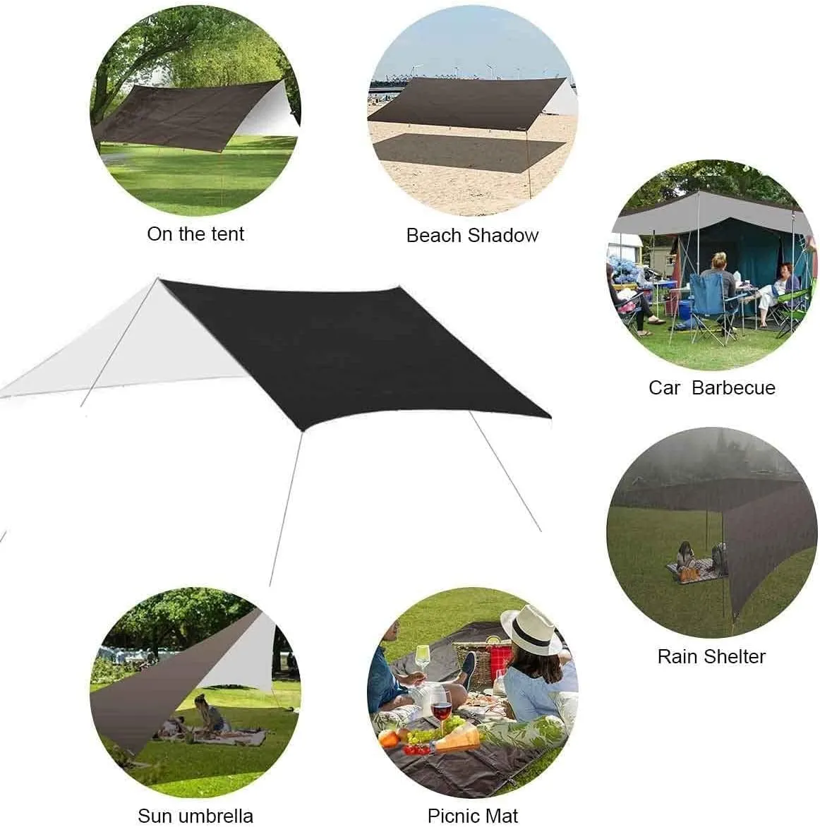 HOTRA Camping Tent Plane Tarp for Hammock Waterproof Lightweight Compact Tent Pick Picnic Cover Hammock Reuser (Color : Gray, Size : 3 * 3m)