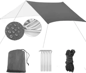 HOTRA Camping Tent Plane Tarp for Hammock Waterproof Lightweight Compact Tent Pick Picnic Cover Hammock Reuser (Color : Gray, Size : 3 * 3m)