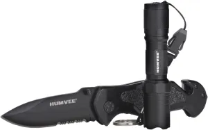 Humvee HMV-KC-ER1 Black Emergency Rescue Knife & Light Combo