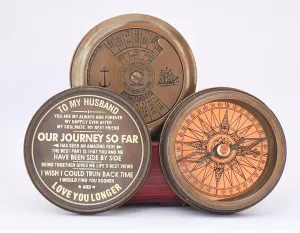 Husband Gifts to My Husband Compass I Love You, Brass Compass Engraved Gifts for Men, Bronze for Men, Romantic Gifts for Him/Her, Keepsake Gifts for Husband