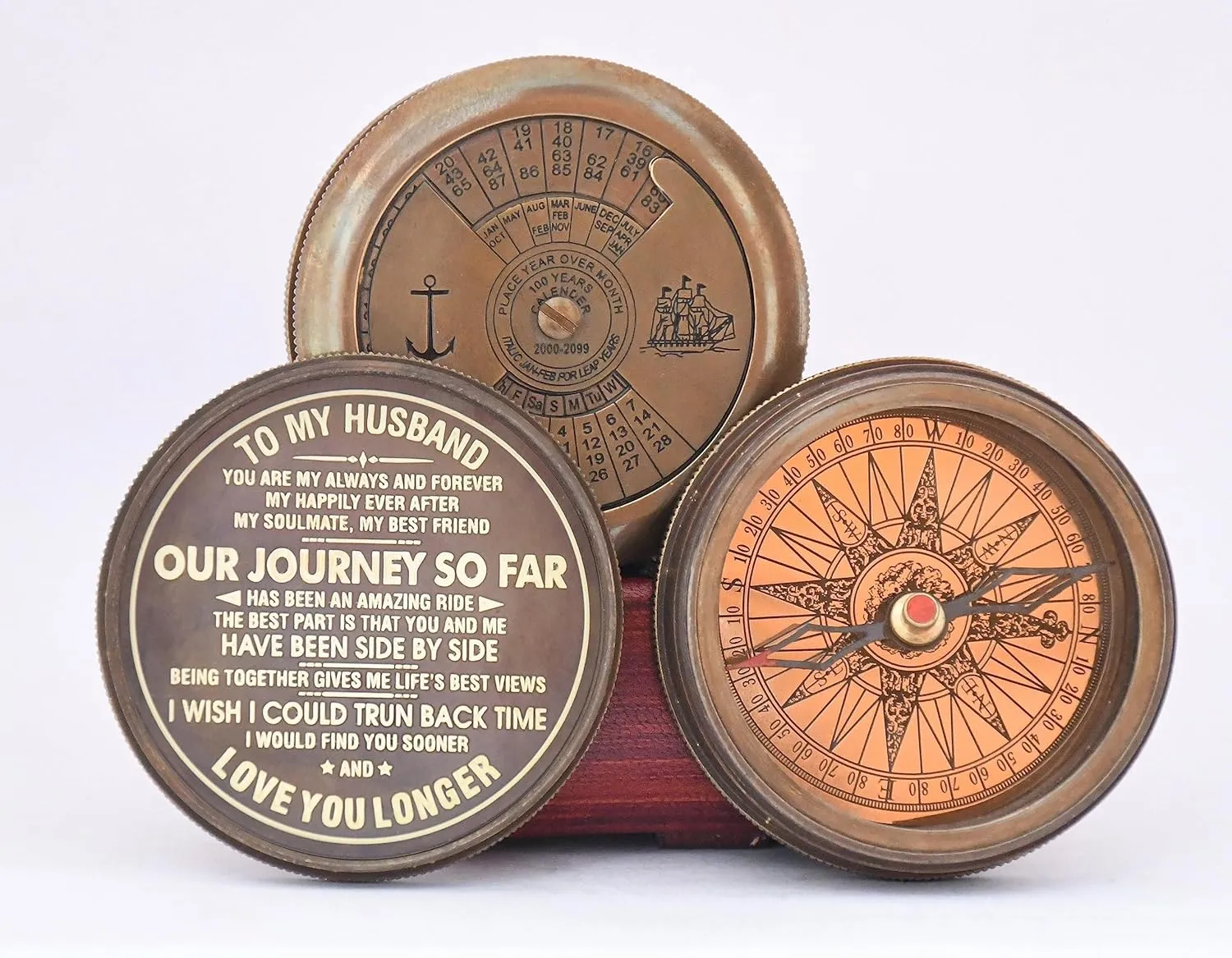 Husband Gifts to My Husband Compass I Love You, Brass Compass Engraved Gifts for Men, Bronze for Men, Romantic Gifts for Him/Her, Keepsake Gifts for Husband