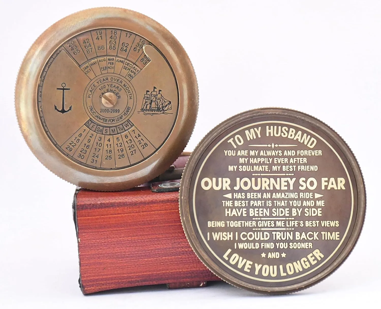 Husband Gifts to My Husband Compass I Love You, Brass Compass Engraved Gifts for Men, Bronze for Men, Romantic Gifts for Him/Her, Keepsake Gifts for Husband