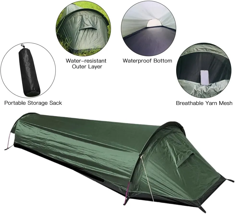 HXBER Backpacking Tent Outdoor Camping Sleeping Bag Tent Lightweight Single Person Tent