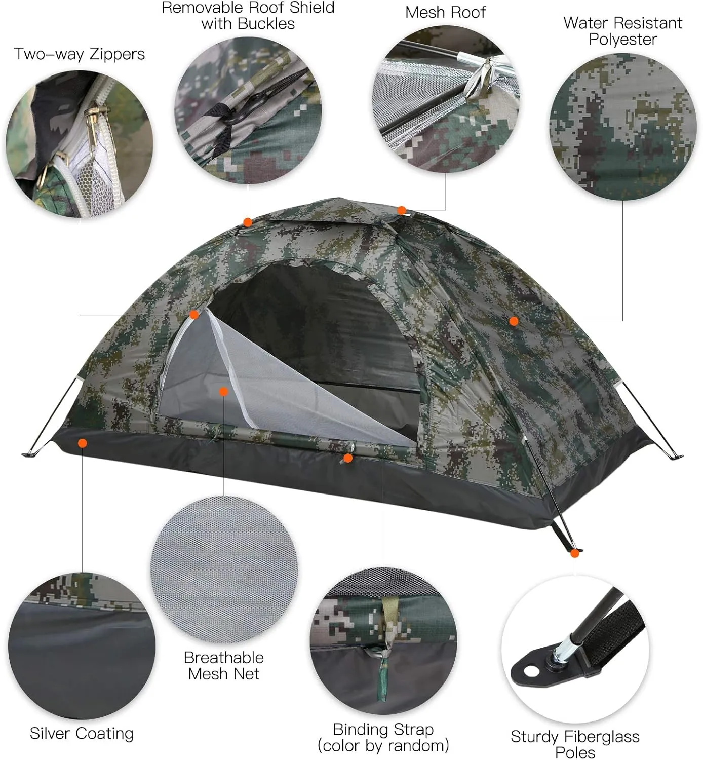 HXBER Ultralight Camping Tent Single Layer Portable Tent no-UV Coating UPF 30  for Outdoor Beach Fishing
