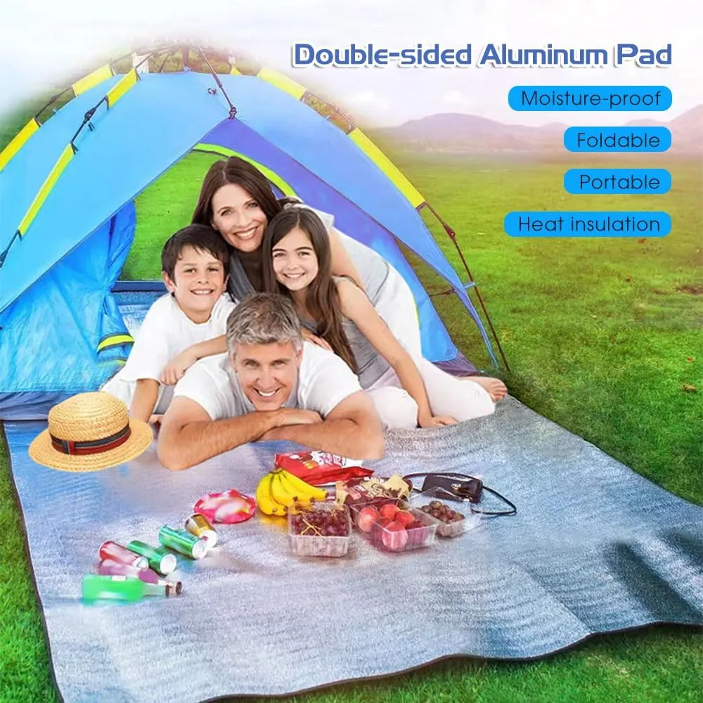 HXBER Ultralight Waterproof Camping Mat Picnic Blanket Beach Mattress Sleeping Pad Aluminum Foil EVA Foam Mat Tent Sleeping Mattress, 1m
