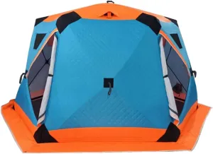 ice Fishing Tent ice Fishing shelter Insulated 3-4 Person Portable Quick-Open Hexagonal Warm and Anti-Cold Ice Fishing Tent with Chimney(Color:3)