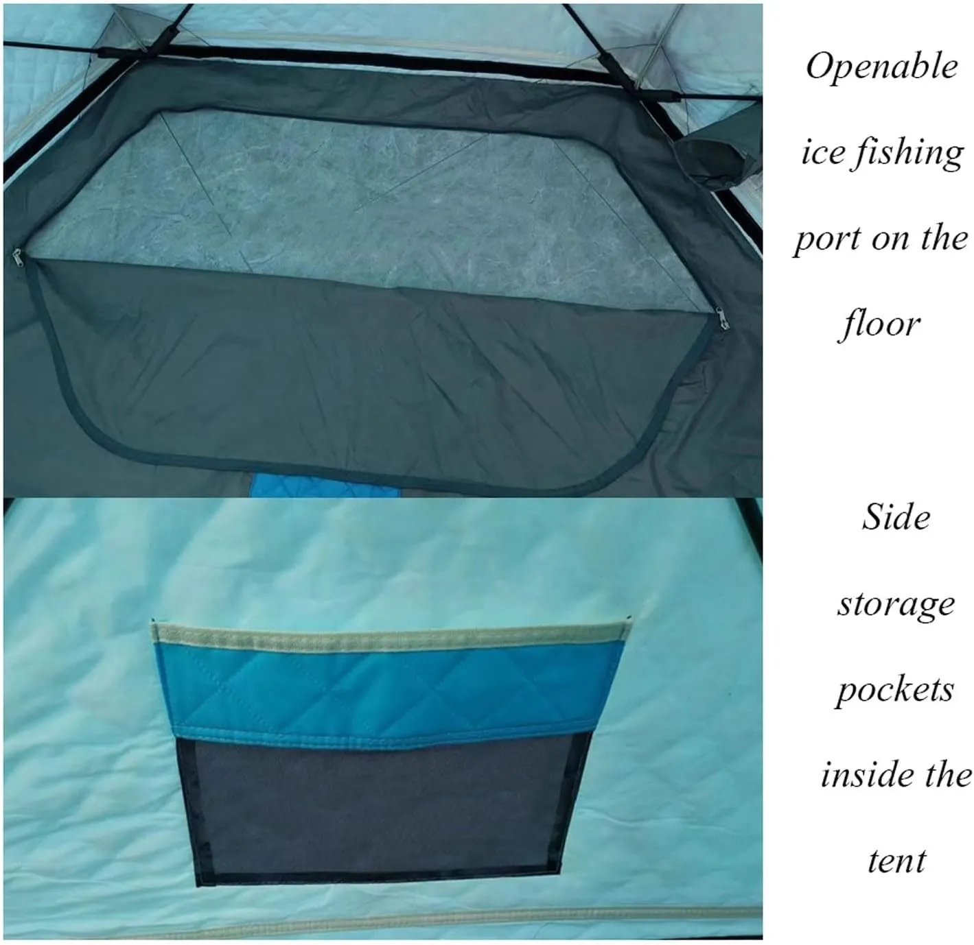 ice Fishing Tent ice Fishing shelter Insulated 3-4 Person Portable Quick-Open Hexagonal Warm and Anti-Cold Ice Fishing Tent with Chimney(Color:3)