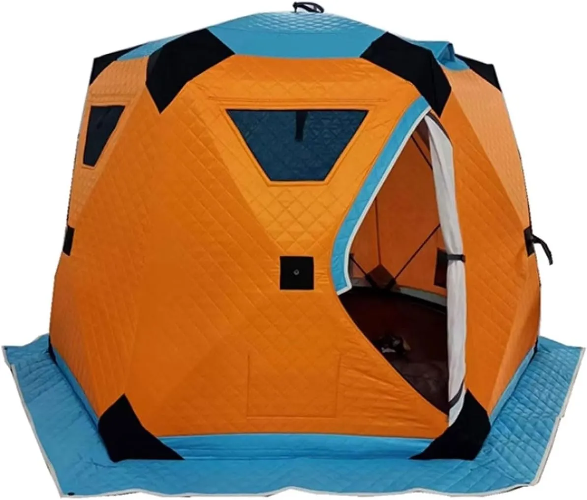 ice Fishing Tent ice Fishing shelter Insulated Hexagonal Winter Fishing Tent, Thickened to Keep Warm, Cold and Rainproof, with Firewood Heater and Chimney Opening(Color:1)