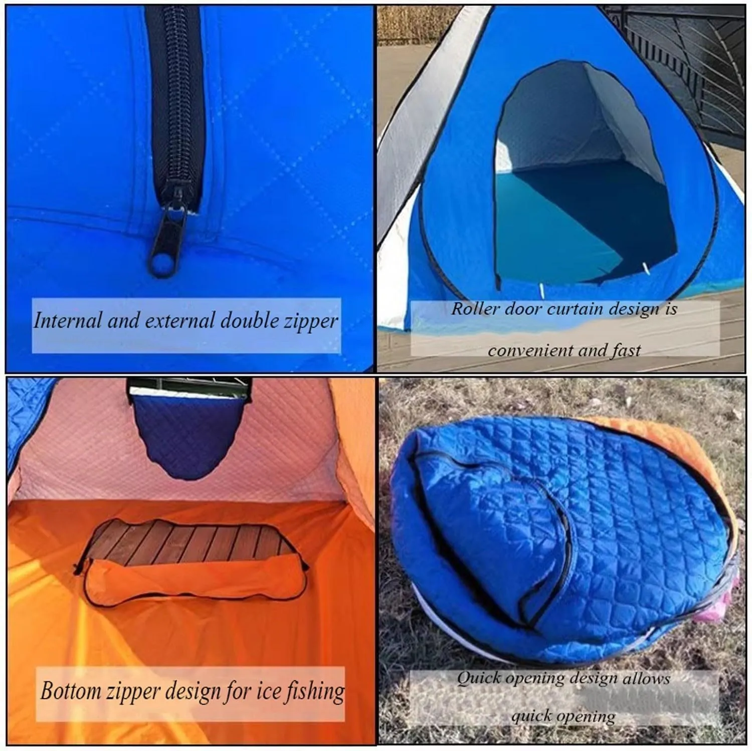 ice Fishing Tent ice Fishing shelter Insulated Winter Anti-Cold Ice Fishing Tent for 1-2 People, Quick to Set Up for Outdoor Camping(Color:2)