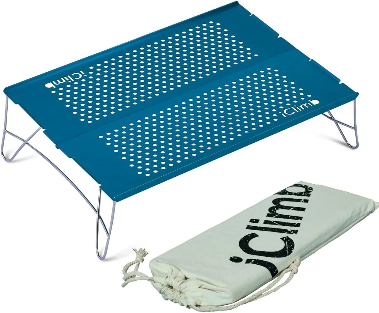 iClimb Mini Solo Folding Table Ultralight Compact for Backpacking Camping Hiking Beach Picnic (Blue - S)