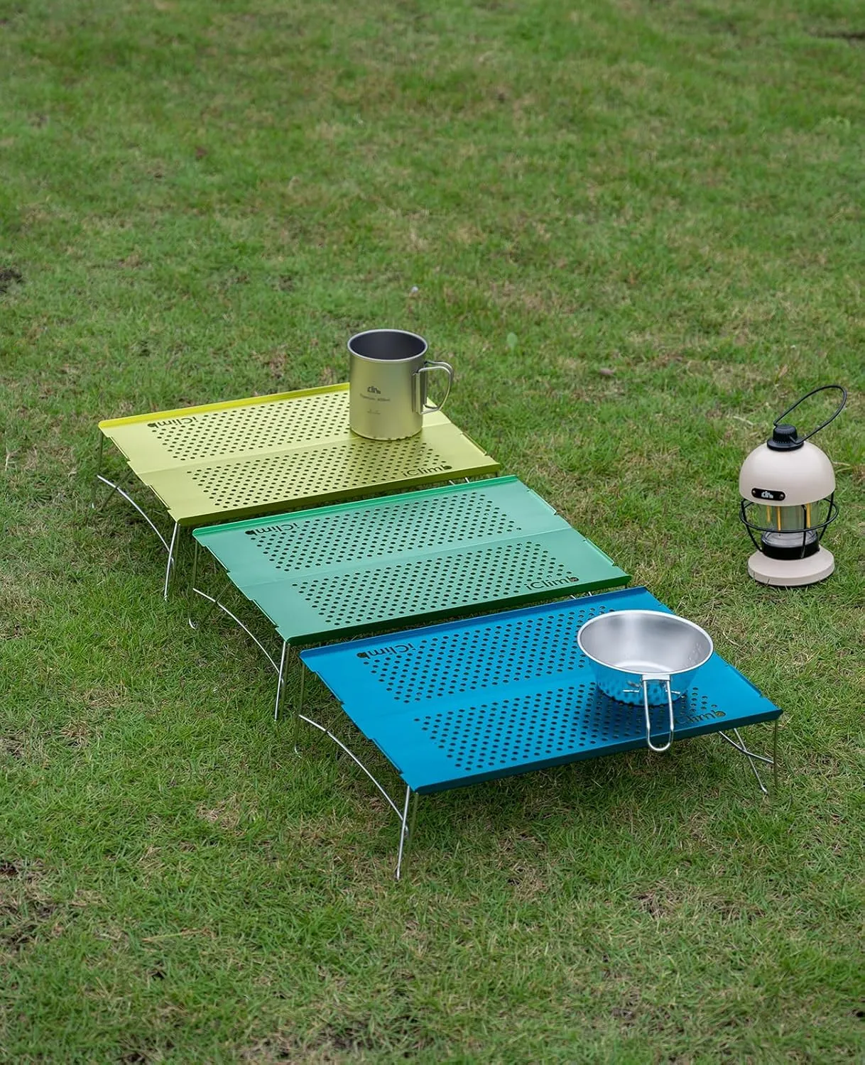 iClimb Mini Solo Folding Table Ultralight Compact for Backpacking Camping Hiking Beach Picnic (Blue - S)