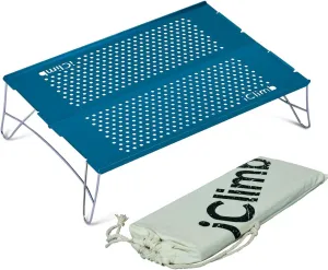 iClimb Mini Solo Folding Table Ultralight Compact for Backpacking Camping Hiking Beach Picnic (Blue - S)