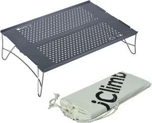 iClimb Mini Solo Folding Table Ultralight Compact for Backpacking Camping Hiking Beach Picnic (Gunmetal, S)