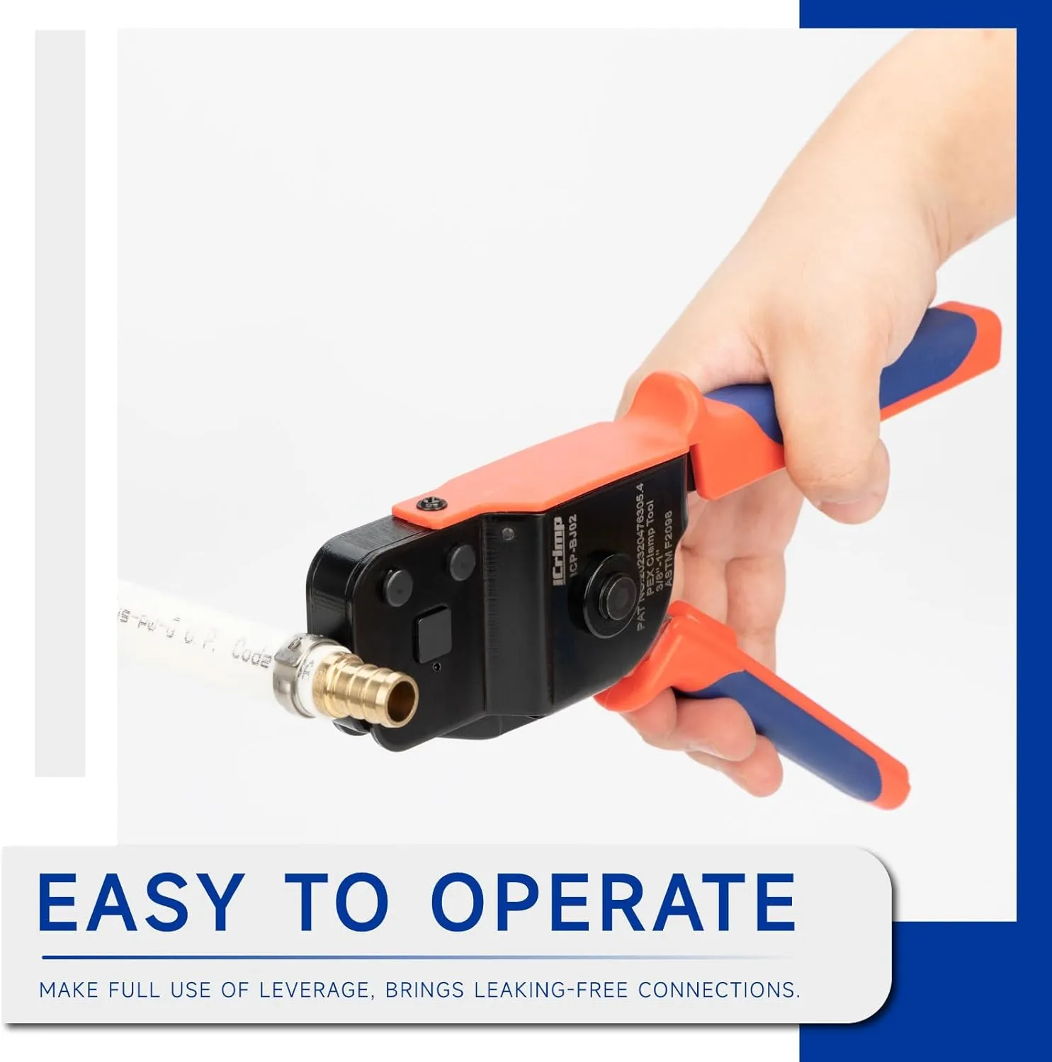 iCrimp One-Hand PEX Pipe Cinch Tool meet ASTM F2098 Standard clamps, Crimping Tool for 3/8-1 inch Clamp Rings