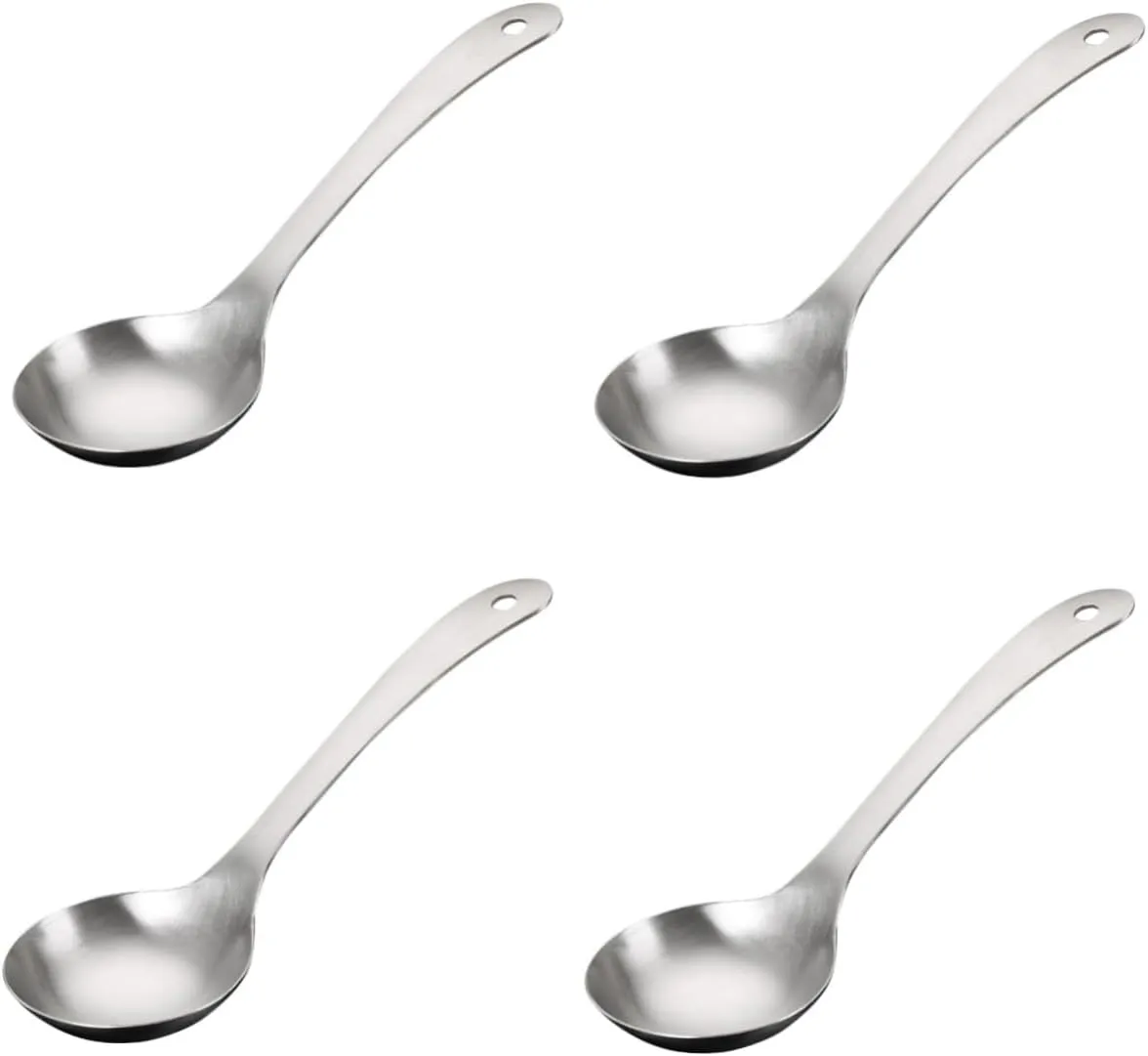IMIKEYA 4pcs Convenient Soup Spoon Rice Spoon Stainless Steel for Serving Soup Porridge Kitchen Tool