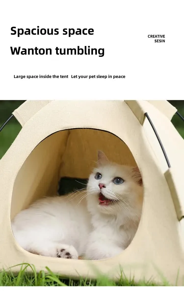 Impeccable House,Pet Outdoor Size: Small Shelter and Tent 40*40*37cm Power-efficient Dustproof -Windproof  Apricot, Pets, for M Cat