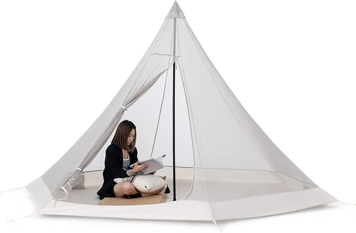 Indian Tent, Easy Setup Waterproof 3-4 Person Camping Tent, 4 Season Double Layers Waterproof Pyramid Tent for Family Camping, Hiking,Picnic