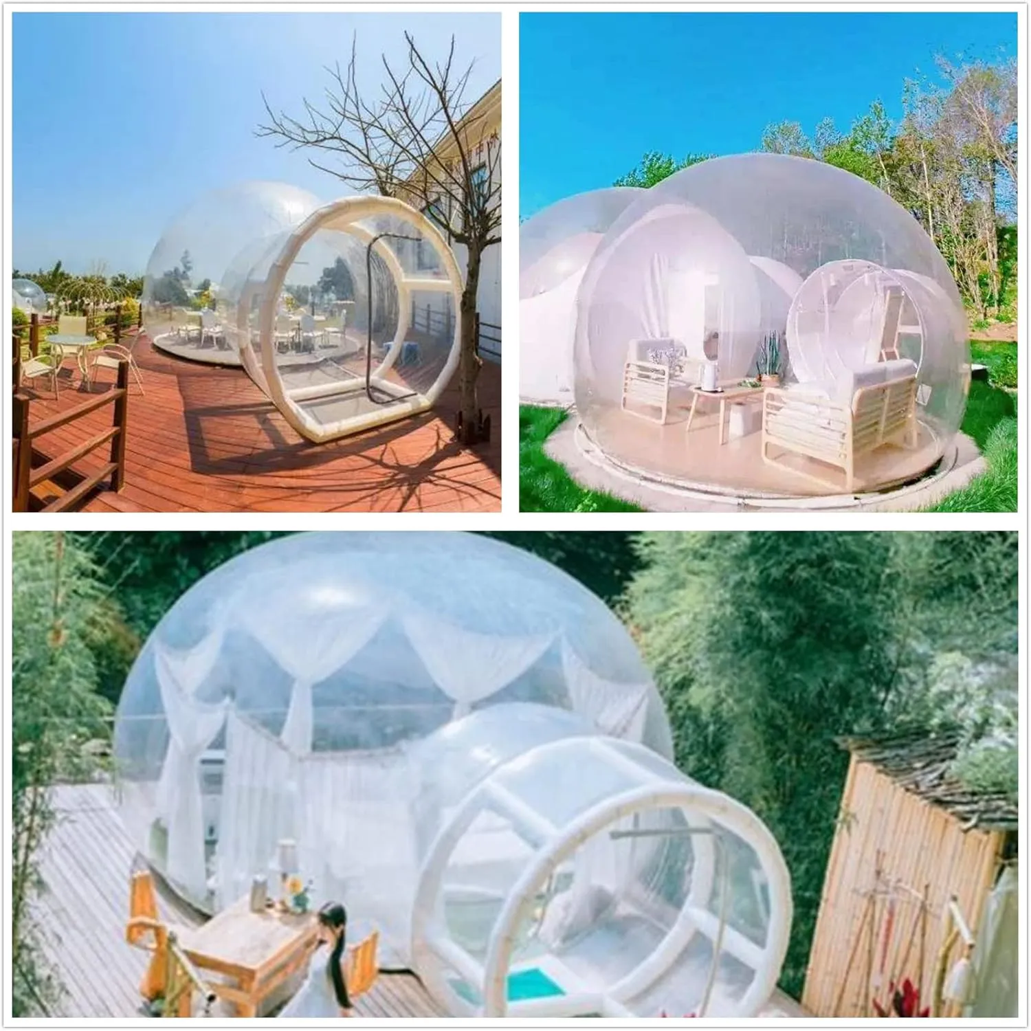 Inflatable Bubble Camping Tent 10ft Commercial Grade Outdoor Clear Dome Camping Cabin Bubble Tent with Air Blower for DIY Outdoor Family Backyard Camping Stargazing