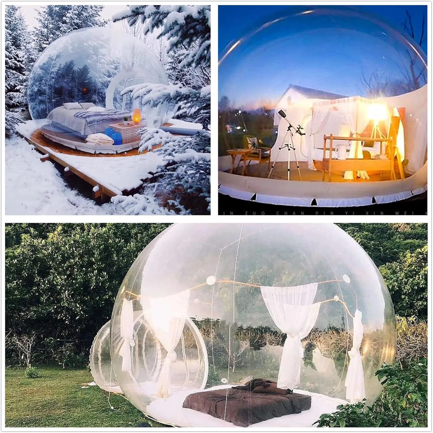 Inflatable Bubble Camping Tent 10ft Commercial Grade Outdoor Clear Dome Camping Cabin Bubble Tent with Air Blower for DIY Outdoor Family Backyard Camping Stargazing