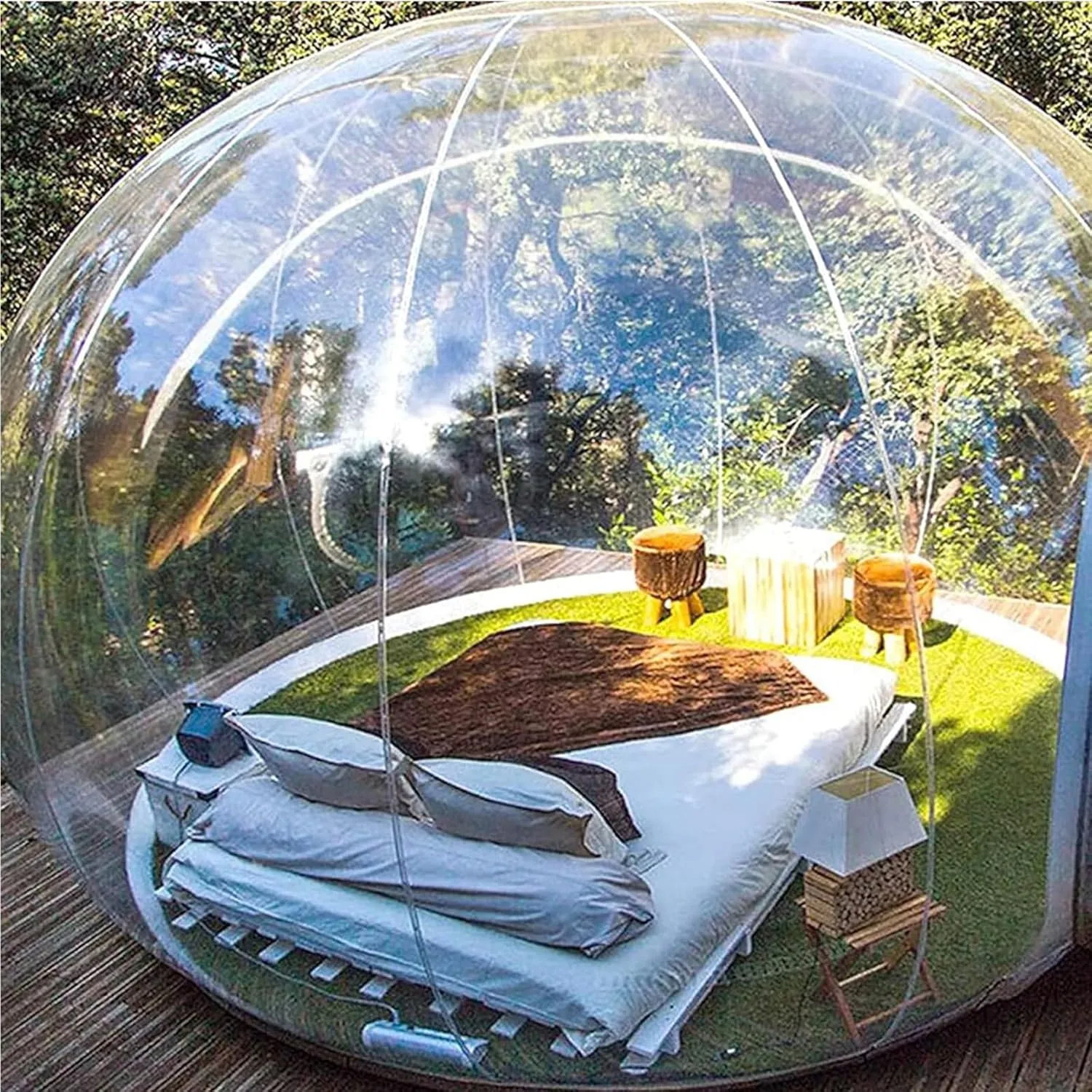 Inflatable Bubble Camping Tent, Outdoor Rainproof Transparent Dome Bubble House, Family Backyard Stargazing Outdoor Camping Bubble Tent,16.4feet