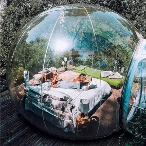 Inflatable Bubble Tent, Outdoor Transparent Starry Sky Bubble House Rainproof and Windproof Camping Privacy Free Tent, with Blower,5m