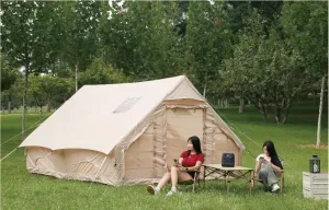 Inflatable Camping Tent with Pump, 13x9.8 ft., Waterproof, PE Tarpaulin, No Assembly Required, Mesh Doors & Windows, Spacious 4-8 Person Cabin Tent