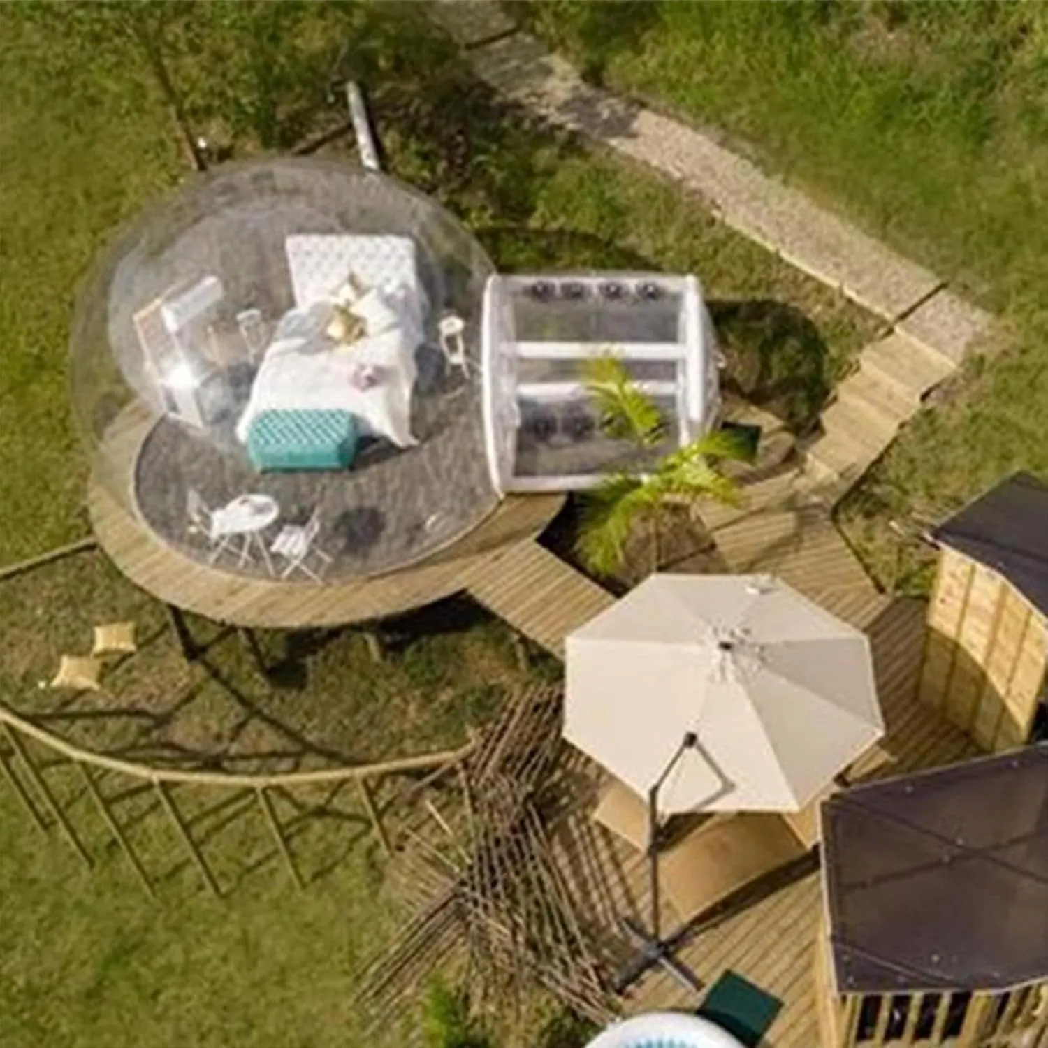 Inflatable House Bubble Tent with Tunnel Camping Dome Nightclub Outdoor Igloo Structure Air Ball Transparent Indoor and Outdoor Portable Windproof Bubble Tent, 4M