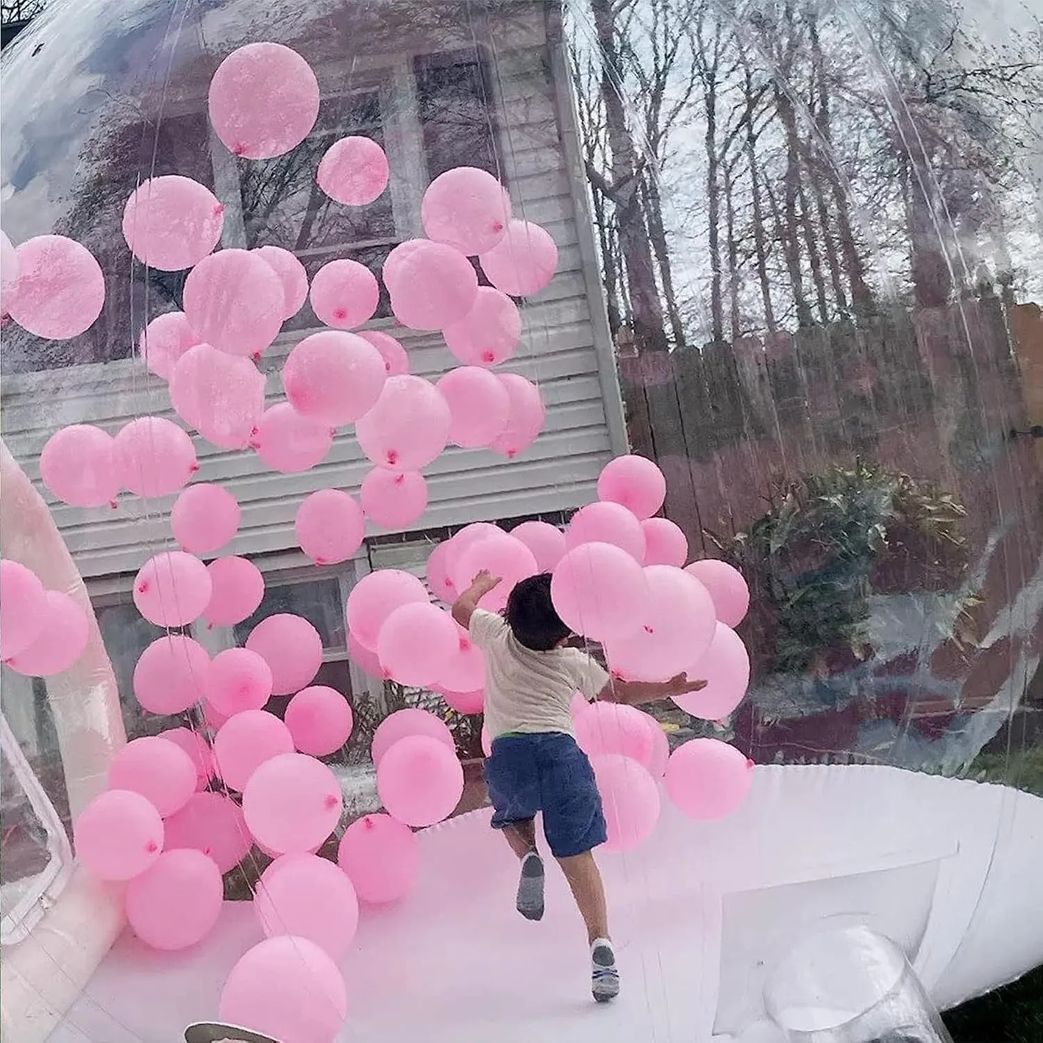 Inflatable House Bubble Tent with Tunnel Camping Dome Nightclub Outdoor Igloo Structure Air Ball Transparent Indoor and Outdoor Portable Windproof Bubble Tent, 4M