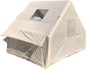 Inflatable Tent for Camping, 1-6 Person Blow-Up Air Tent, Easy Setup Waterproof Windproof Cabin Tents, 4 Seasons Family Glamping House, Camping Tents Beige 300cm