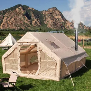 Inflatable Tent with Pump,Family Tent for 4-6 Persons with Stove Jack Hole,4 Season 3000mm Waterproof Windproof Large Air Tent Pop-Up Tents,Quick to Set up