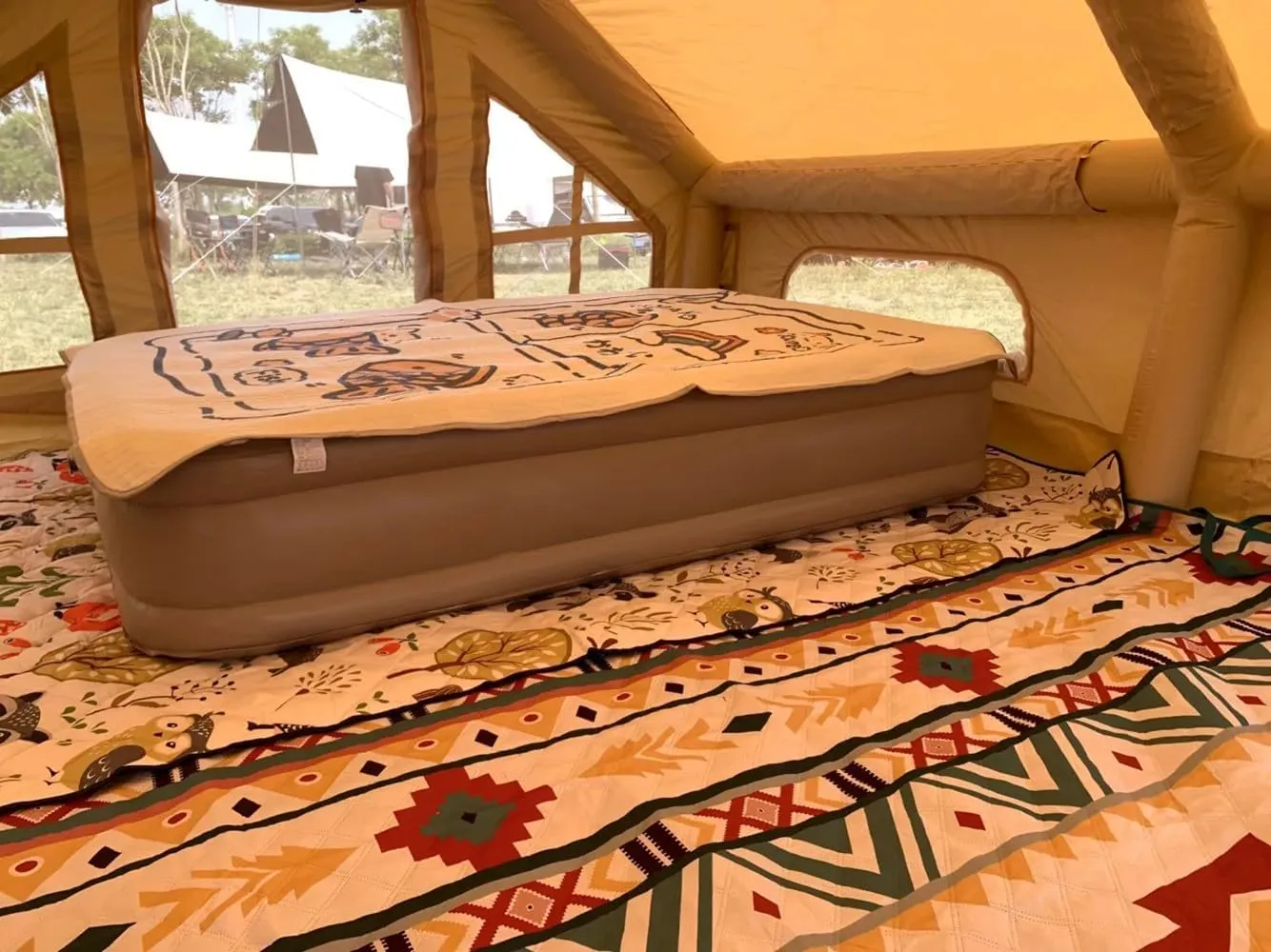 Inflatable Tent with Pump,Family Tent for 4-6 Persons with Stove Jack Hole,4 Season 3000mm Waterproof Windproof Large Air Tent Pop-Up Tents,Quick to Set up
