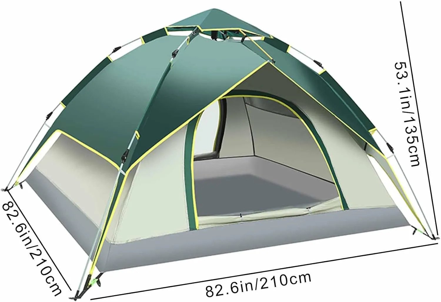Instant pop up Tent, Lightweight Tent, 2-in-1 Easy to Set up Family Tent with Shelter, Rainfly, Suitable for Camping, Travel, Backpacking, Hiking (Color : Orange)