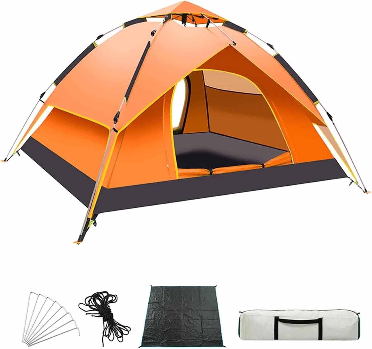 Instant pop up Tent, Lightweight Tent, 2-in-1 Easy to Set up Family Tent with Shelter, Rainfly, Suitable for Camping, Travel, Backpacking, Hiking (Color : Orange)