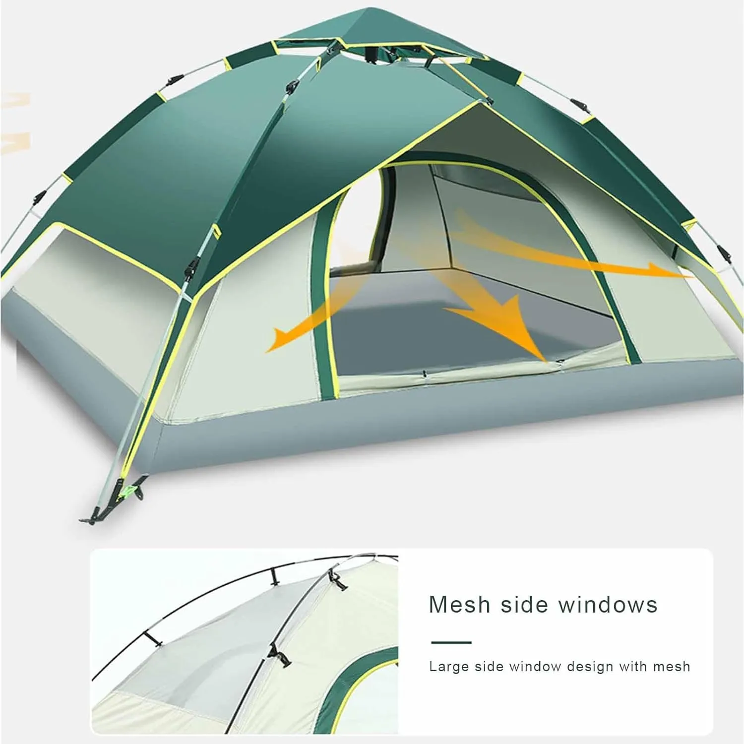 Instant pop up Tent, Lightweight Tent, 2-in-1 Easy to Set up Family Tent with Shelter, Rainfly, Suitable for Camping, Travel, Backpacking, Hiking (Color : Orange)
