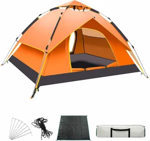 Instant pop up Tent, Lightweight Tent, 2-in-1 Easy to Set up Family Tent with Shelter, Rainfly, Suitable for Camping, Travel, Backpacking, Hiking (Color : Orange)
