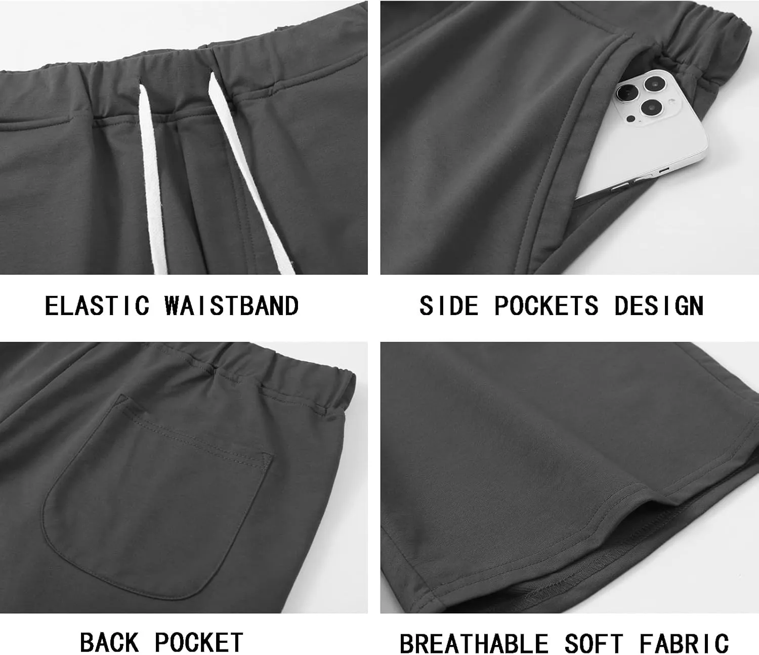 Janmid Men's Casual Shorts Elastic Jogger Gym Active Pocket Shorts