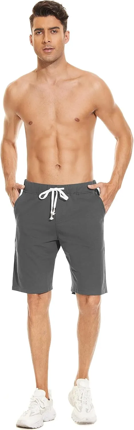 Janmid Men's Casual Shorts Elastic Jogger Gym Active Pocket Shorts