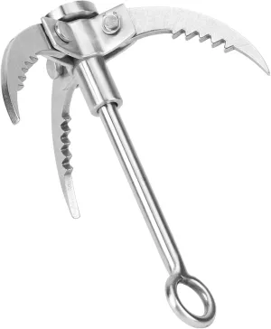 JEOZBM Grappling Hook, 3 Claws Folding Survival Anchor Hook Carabiner, Heavy-Duty Stainless Steel Climbing Claw, Versatile Grappling Hook for Outdoor Hiking Climbing Activity