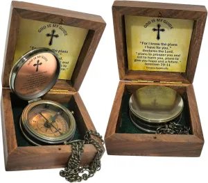 Jeremiah 29:11 Compass Gift – Engraved Brass Compass “for I Know The Plans I Have for You” – Christian Gift for Baptism, Confirmation, Graduation, First Communion – Religious Gift for Men & Women