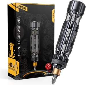 JOREST 19 in 1 Multibit Screwdriver Set EDC Multi Screwdriver Tool All in One, Tool Gifts for Men Dad Him, Father‘s Day Gifts, Magnetic Screw Driver with Torx Phillips Hex, Pocket Repair Kit for Bike