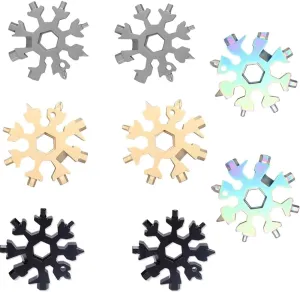 Jutagoss Home Outdoor Multi-tools,18-in-1 Snowflake Carbon Steel Hand Tools for Allen Wrench/Slotted Phillips Screwdriver/Bottle Opener Kit/Key Chain/Birthday Gifts,Mini Portable Gadget,8 PCS Mix